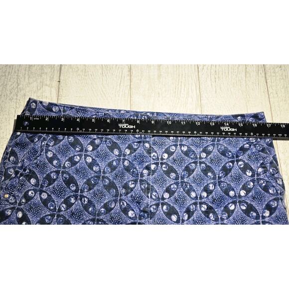 Chicos Pants Womens Medium 1 Blue Batik Tapered Boho Artsy Casual Trouser Size 8 - Picture 7 of 8